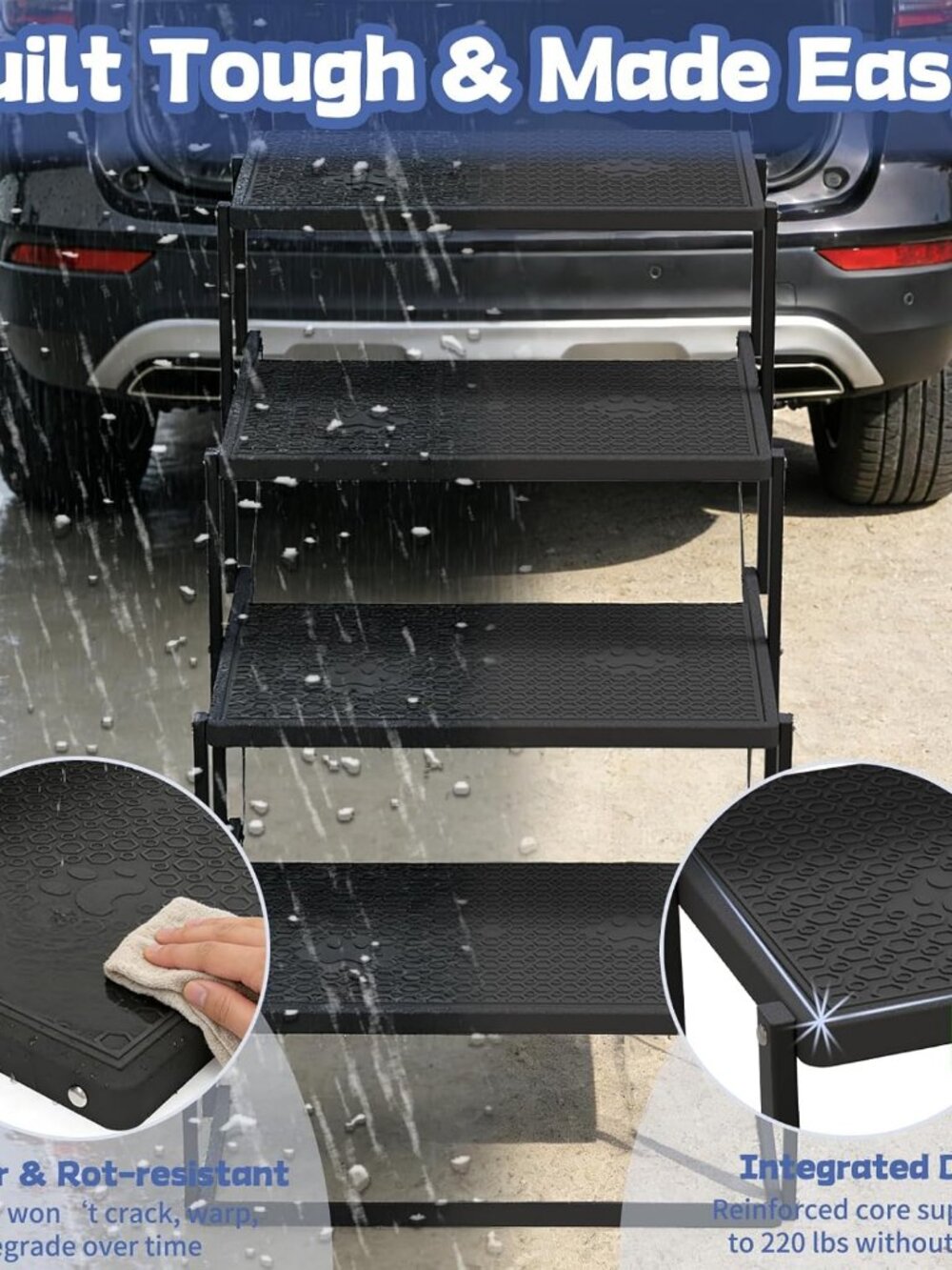 Dog Steps for Car, Truck, SUV, Dog Stairs for Car with Upgraded Non-Slip Surface - Picture 6 of 10